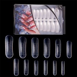 240pcs/set False Nail Tips Clear French Full Cover Acrylic Nails Mould with Scale Tools Nail Art Tips Model