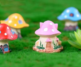 10pcs Resin Muchroom House Miniatures Landscape Accessories For Home Garden Cake Decoration Scrapbooking Craft Diy