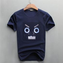 2021 Men's Blue Colour men luxury diamond design Tshirt fashion t-shirts men funny cute face t shirts brand cotton tops and tees top quality in Size M- Size 4XL