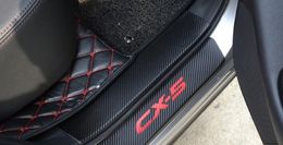 PU leather Carbon fiber Car-styling Door Sill Scuff Plate For mazda CX-5 CX5 2014 2015 Car Accessories