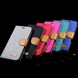 Universal Cell Phone Folio Flip Canvas Wallet Case with Silicone Soft Cover For 6 Different Size 3.5"-6.1"