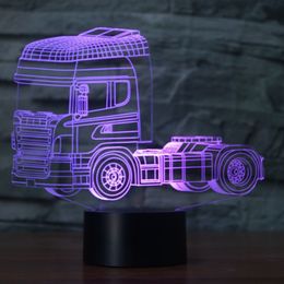 Heavy Truck shape Lighting 3D Desk Lamp 7 Colors Change Children's Night Light #R54