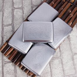 Compression high end stainless steel box, expensive pie chrome wire drawing 16 pack portable metal cigarette case