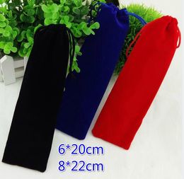 Free Ship 100pcs 6*20cm 8*22cm Handmade Thicker & Better Quality Velvet Locking Drawstring Pouch Jewellery Comb Bags Wedding Party Gift Bags