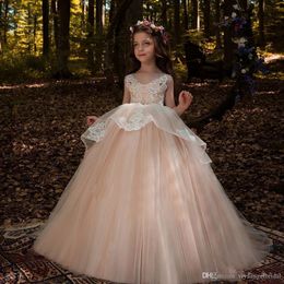 Flower Girl Dresses For Weddings Bateau A Line Appliques Pageant Party Gowns First Communion Dress For Child Teen Birthday Party Gowns