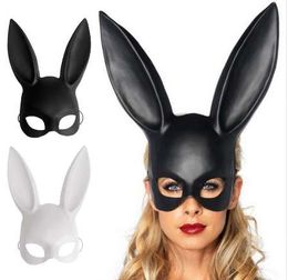 Black Women Girl Sexy Rabbit Ears Mask Cute Bunny Long Ears Bondage Mask Halloween Masquerade Party Cosplay Costume Props