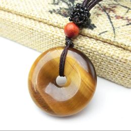 Natural yellow tiger eye donut pendant male and female models evil evil lucky necklace open crystal amulet