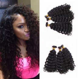 Mongolian Deep Wave Hair Extensions 3 Bundles Human Hair Bulk for Braiding No Attachment 8-30 inch FDshine