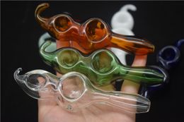 high quality double bowl Glass Hand Pipe Hookah Glass Pipes Smoking Tobacco Hand Pipes Spoon Pipe Dab Rigs Glass Bubbler pipe