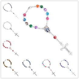 8mm White Imitation Pearl Bead Holy Rosaries Bracelet Catholic Rosary Quality Bead Cross Bracelet