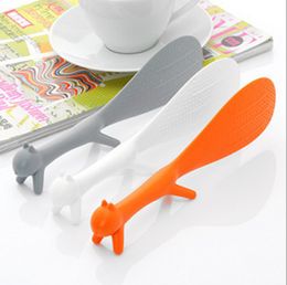 Hot sell Stand style squirrel modelling meal spoon Lovely Kitchen Rice Scooper Squirrel Shaped Ladle Non Stick Rice Paddle Meal Spoon