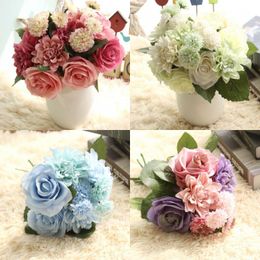 New Silk Satin Rose Bulk Wedding Flowers Bridemaid Bridal Bouquet Event Party Centerpiece Flower Runners Home Decoration Artificial Flower Arrangement FCA1305