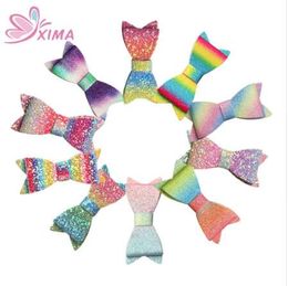 XIMA 20pcs/lot 3inch Gradient Colour Bow Bowknot Princess Hairgrips Hair Bows for Party Supplies Hair Clip Girls Hair Accessories