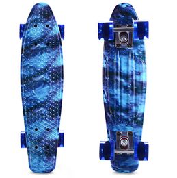 CL-94 Printing Blue Starry Sky Pattern Skateboard Complete 22 inch Retro Cruiser Longboard for Outdoor Sport