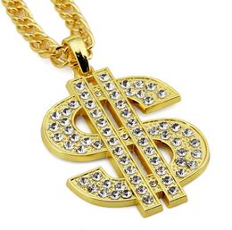 Hip Hop Street Dance Jewellery For Men Luxury Rhinestone Classic US Dollar Pendant Necklace Men Tide Sequins Gold Chain Men Free Shipping