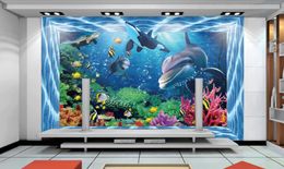 Custom Photo Wallpaper Dolphin coral Wall Murals For Living Room Bedroom Modern KTV Office Hotel TV Wallpaper Painting