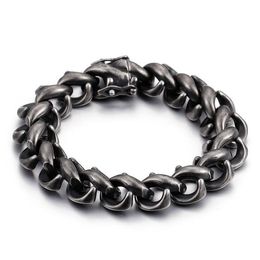 Vintage Black Stainless Steel Bracelet Men Fashion New Biker Chain & Link Mens Bracelets & Bangles 2018 Male Jewellery Gifts