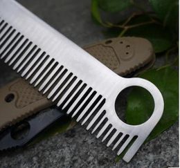 Stainless Steel Comb - Tactical Pocket EDC Tool - Unisex Metal Outdoor Hair Beard Mustache Comb - Men's Gift