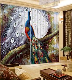 chinese blackout curtains Customise window for living room luxurious Peacock wall broken modern curtain