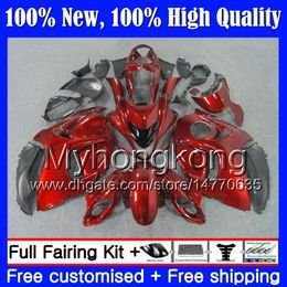 Vücut SUZUKI Hayabusa GSXR1300 için Kırmızı Parlak Kırmızı 08 09 10 11 12 13 14 15 19MY13 GSX R1300 GSXR 1300 2008 2009 2010 2011 Fairing Karoser