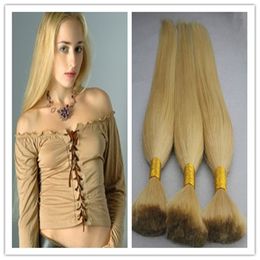 613 Bleach blonde Human Braiding Hair Bulk Straight 300g 3pcs no weft human hair bulk for braiding