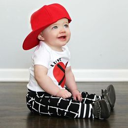 Baby Clothes Infant Kids Clothing Newborn Baby Boys Outfits Short Sleeve Heart Shape T-shirt Tops+Plaid Trousers Pants 2Pcs Clothes Sets