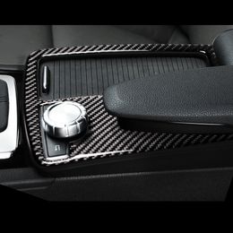 For Mercedes Benz C E Class W204 W212 Coupe Carbon Fibre Car Gearshift Panel Frame Water Cup Holder Cover Trim strip sticker Accessories