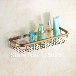 Bathroom Shelves 45cm Single Tier Antique Brass Shower Basket Holder Soap Shampoo Storage Rack Wall Mounted Bath Shelf KH-1067