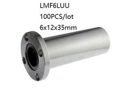 100pcs/lot LMF6LUU 6mm linear ball bearings longer flanged linear bushing linear motion bearings 3d printer parts cnc router 6x12x35mm