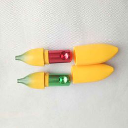 88mm Length Portable Banana Shape Herb Smoking Pipe Metal yellow Colour Tobacco Hand Pocket Herb Cigarette Pipes Tools Accessories