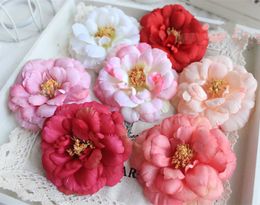 Artificial Camellia Silk Flower Heads Wedding Party Home Decoration 7cm DIY Corsage Headdress Slippers Fake Flower Multi Colours