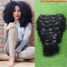 100g 18" 20" 22" 24" Mongolian kinky Curly clip in afro hair extension 9pcs human hair clip in extensions Products afro kinky curly clip