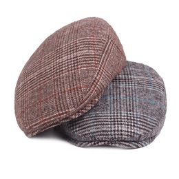 Fashion Men's Women Hat Wool Stripe Plaid Beret Golf Driving Flat Cabbie Newsboy Cap Casual Beret Peaked Cap