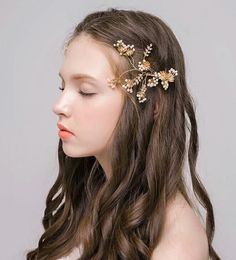 Handmade hairpin Gold Bridal Gown accessories for Bridal handmade headwear