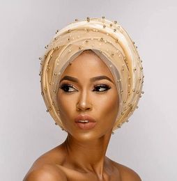 Headscarf Turbante Luxury Mass Gold Beaded Mesh Head wrap Velvet Nigerian Turban Women Hijab Extra Long Head scarf Hat 12 Colours