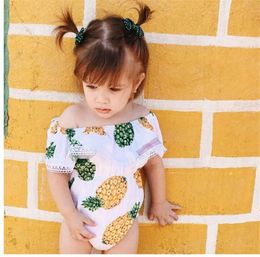 Newborn Baby Clothes Summer Infant Girls Romper Cotton Jumpsuit Baby Girls Pineapple Printing Lace Romper Girls One-pieces Outfits Baby Suit