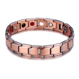 Trendy Cool Vintage Male Gift Jewellery Red Pure Copper Bracelet Energy Balance Power Magnetic Health Bracelet for Men Jewellery