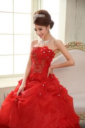 Real Photo Custom Made vestido de noiva de 2018 Luxury Lace Embroidery Floral Red Bandage Bride's Wedding Dresses Bridal Gowns