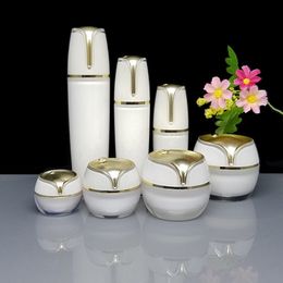 15g 30g 50g 30ml 50ml 100ml Pearl White Acrylic Cream Jar white Cap Empty Cosmetic Container Jar Lotion Pump Bottle F001