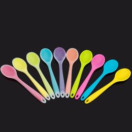 Home Use Mini Silicone Spoon Colourful Heat Resistant Spoons Kitchenware Cooking Tools Utensil 20.5*4.5cm ZA6331