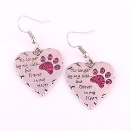High Popularity Best Sale Heart Charm Women Earrings Cat Paw Print Pattern Romantic Letter Written Zinc Alloy Provide Dropshipping