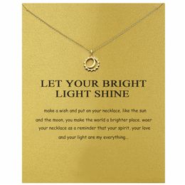 Card Choker Necklaces With Card Gold Silver Sun Moon Pendant Necklace For Fashion women Jewellery LET YOUR BRIGHT LIGHT SHINE