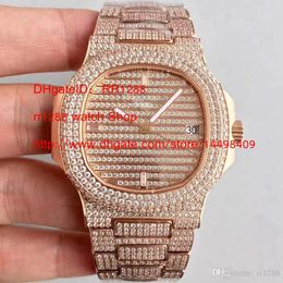 Factory TOP Watch Full Diamond Watch cal. 324 Movement rose gold Waterproof Luxury Man Watch 40mm 5719/1G-001 FullIce Mens Watches