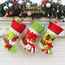 Christmas Stocking Socks Gift Bag Santa Claus Snowman Elk Pendant Christmas Decoration XMAS Ornaments Gifts WX9-742