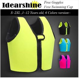New Summer Swimming life vest Children's inflatable swimming vest / bathing suit /Swimming Jacket for Kid free goggles cap