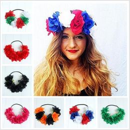 Fashion Rose Flower Headband Headwear Women Girl Elastic Hairbands Korean Floral Hair Bands Hair Accessories Headdress