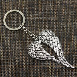 20pcs/lot Key Ring Keychain Jewelry Silver Plated Angel Wings Charms key Accessories