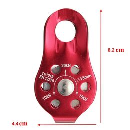 Other Sporting Goods Outdoor Sports Equipment 20KN Aluminum Single Climbing Pulley-Outdoor Rescue Pulley Rappelling Tool with fixed side plates Rock Protection