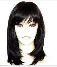 Women's Wig Long Straight Layers Black Synthetic Hair Wigs for Women Black 1B