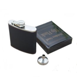 6oz Stainless Steel Hip Flask Portable Metal Wine Pot PU Cover Hip Flask with Funnel for Men